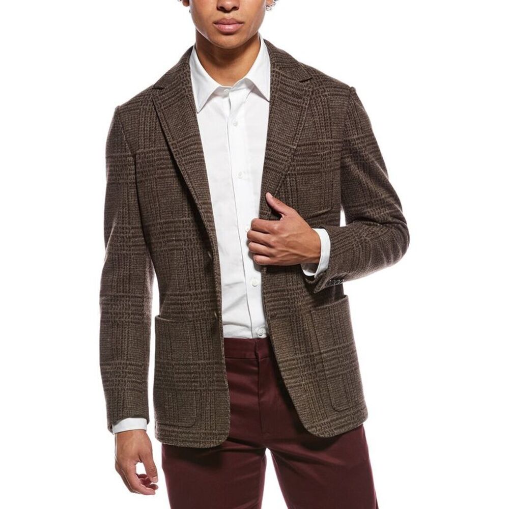 Canali Mens Wool Blazer, Brown